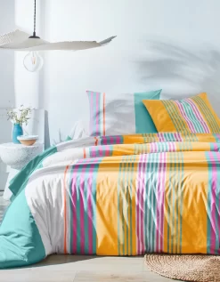 Linge De Lit Détroit En Coton Imprimé Rayures