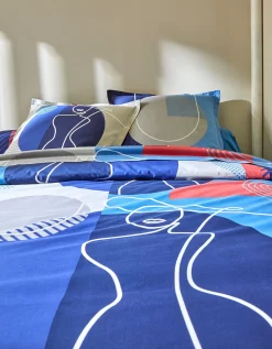 Linge De Lit Arty Coton à Motifs Visages -Valeurs des doublures de lit. 100138 C01 zoomx vue3