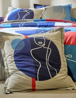 Linge De Lit Arty Coton à Motifs Visages -Valeurs des doublures de lit. 100138 C01 zoomx vue5