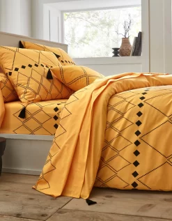Linge De Lit Massai Coton à Motifs Graphiques Et Finitions Pompons -Valeurs des doublures de lit. 100183 C03 zoomx vue3