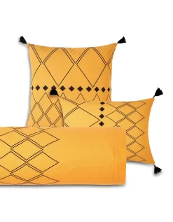 Linge De Lit Massai Coton à Motifs Graphiques Et Finitions Pompons -Valeurs des doublures de lit. 100183 C03 zoomx vue7