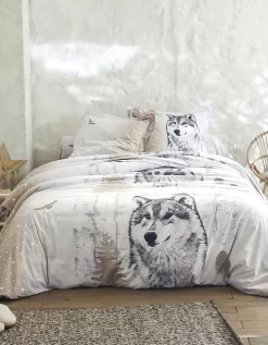 Linge De Lit Artic Imprimé Chien-loup - Coton