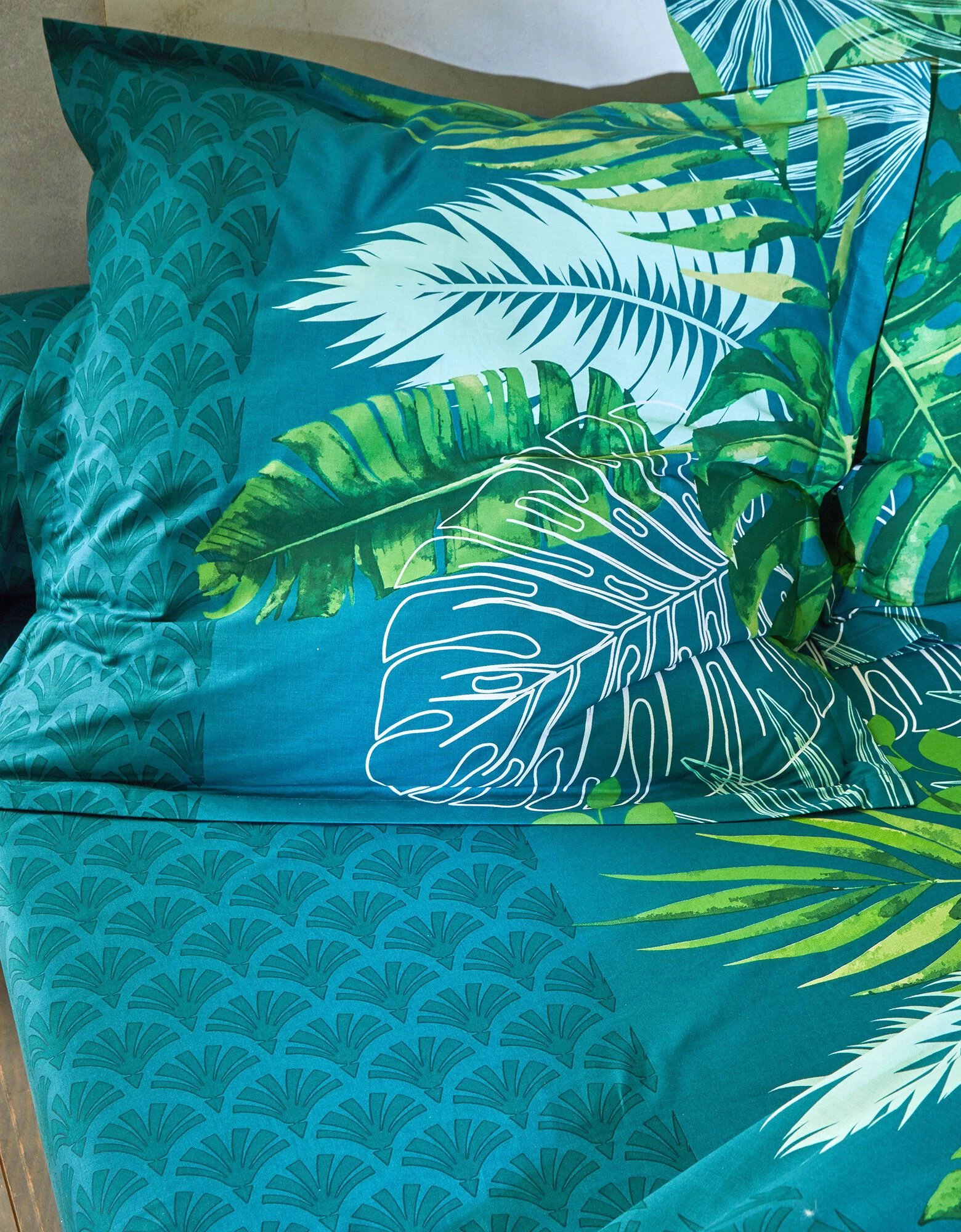 Linge De Lit Cayenne En Coton Imprimé Feuilles De Palmiers 4 Linge De Lit Cayenne En Coton Imprimé Feuilles De Palmiers – Image 4