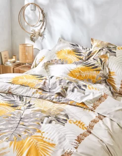 Linge De Lit Cayenne En Coton Imprimé Feuilles De Palmiers 10 Linge De Lit Cayenne En Coton Imprimé Feuilles De Palmiers -Valeurs des doublures de lit. 100516 C02 zoomx vue5