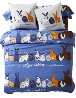 Linge De Lit Rabbit En Coton Imprimé Lapins