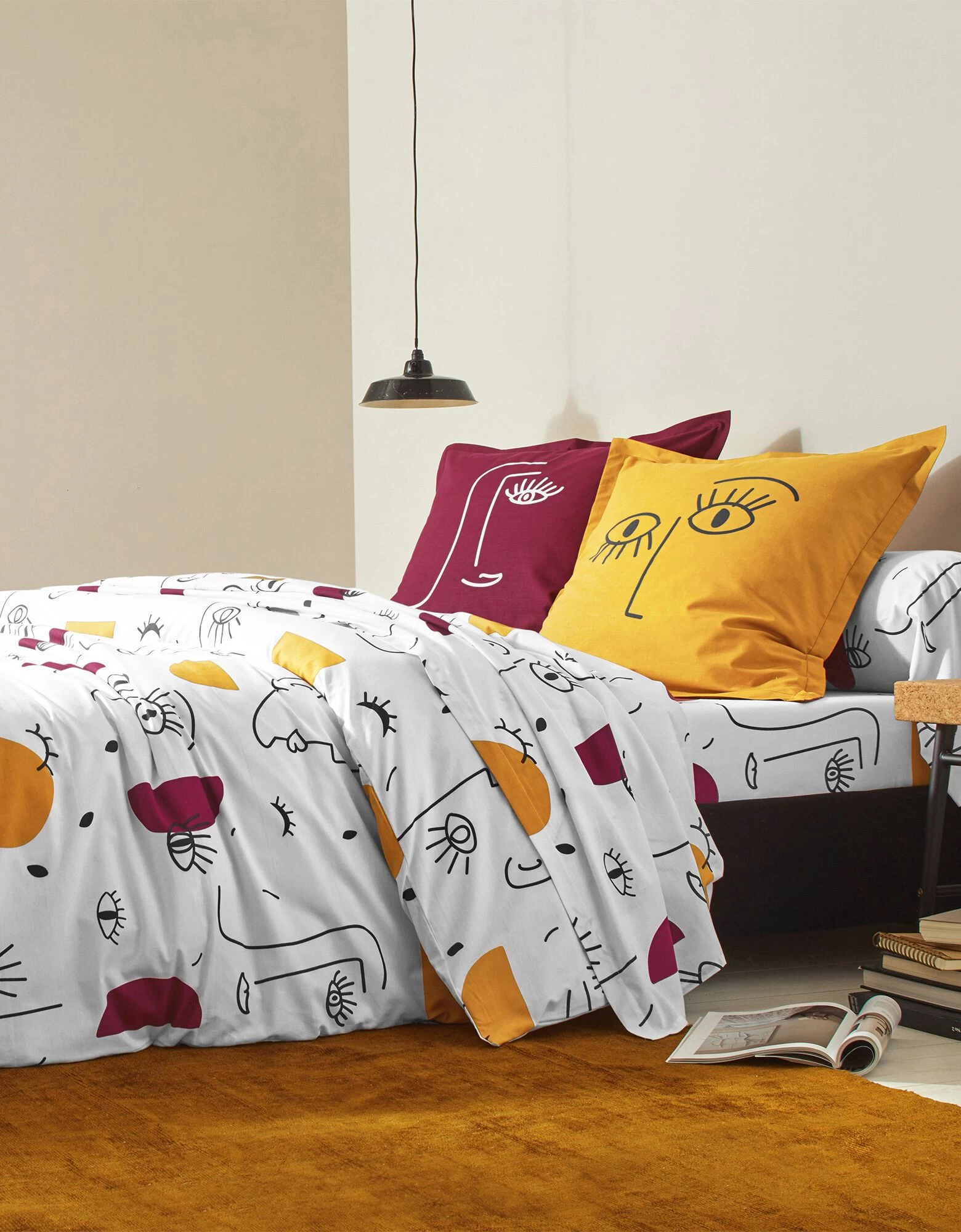 Linge De Lit Vitaly Coton à Motifs Visages 1 Linge De Lit Vitaly Coton à Motifs Visages