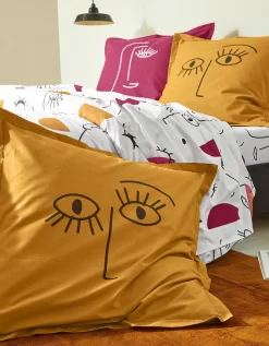 Linge De Lit Vitaly Coton à Motifs Visages 9 Linge De Lit Vitaly Coton à Motifs Visages -Valeurs des doublures de lit. 100564 C01 zoomx vue3