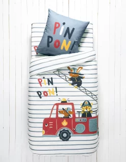 Linge De Lit Enfant à Motifs Pompiers En Coton -Valeurs des doublures de lit. 100582 C01 zoomx vue4