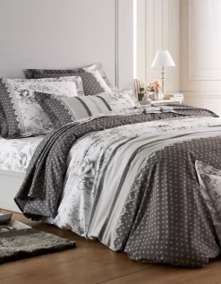 Linge De Lit Gabrielle En Coton Imprimé Pois, Fleurs Et Dentelle