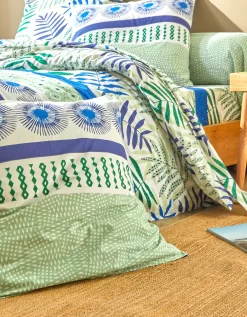 Linge De Lit Adèle Imprimé Feuillage Graphique - Coton 11 Linge De Lit Adèle Imprimé Feuillage Graphique - Coton -Valeurs des doublures de lit. 100908 C01 zoomx vue5