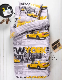 Linge De Lit Enfant Drive - Polycoton Imprimé Taxis New-yorkais