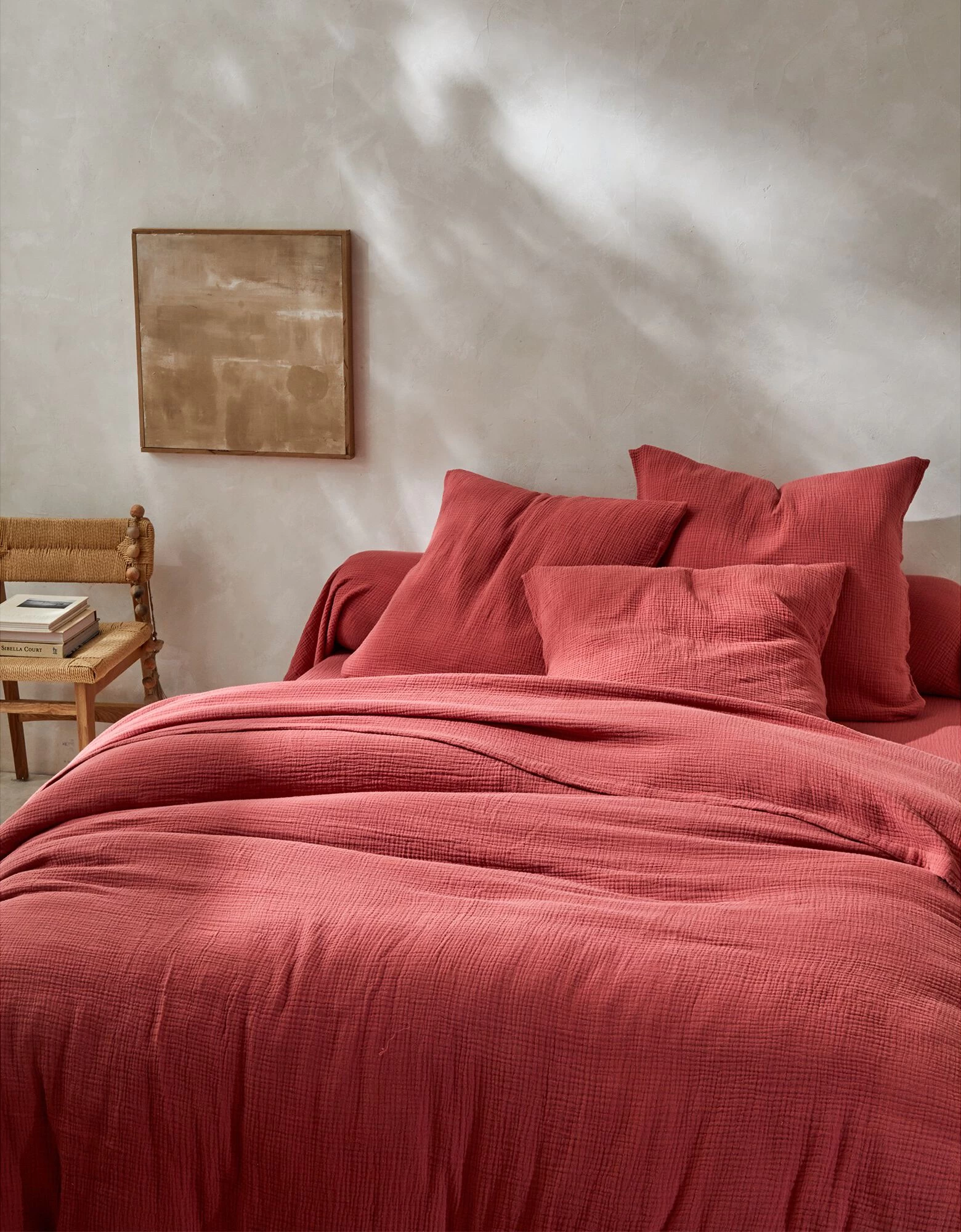 Linge De Lit Uni En Triple Gaze De Coton 2 Linge De Lit Uni En Triple Gaze De Coton – Image 2