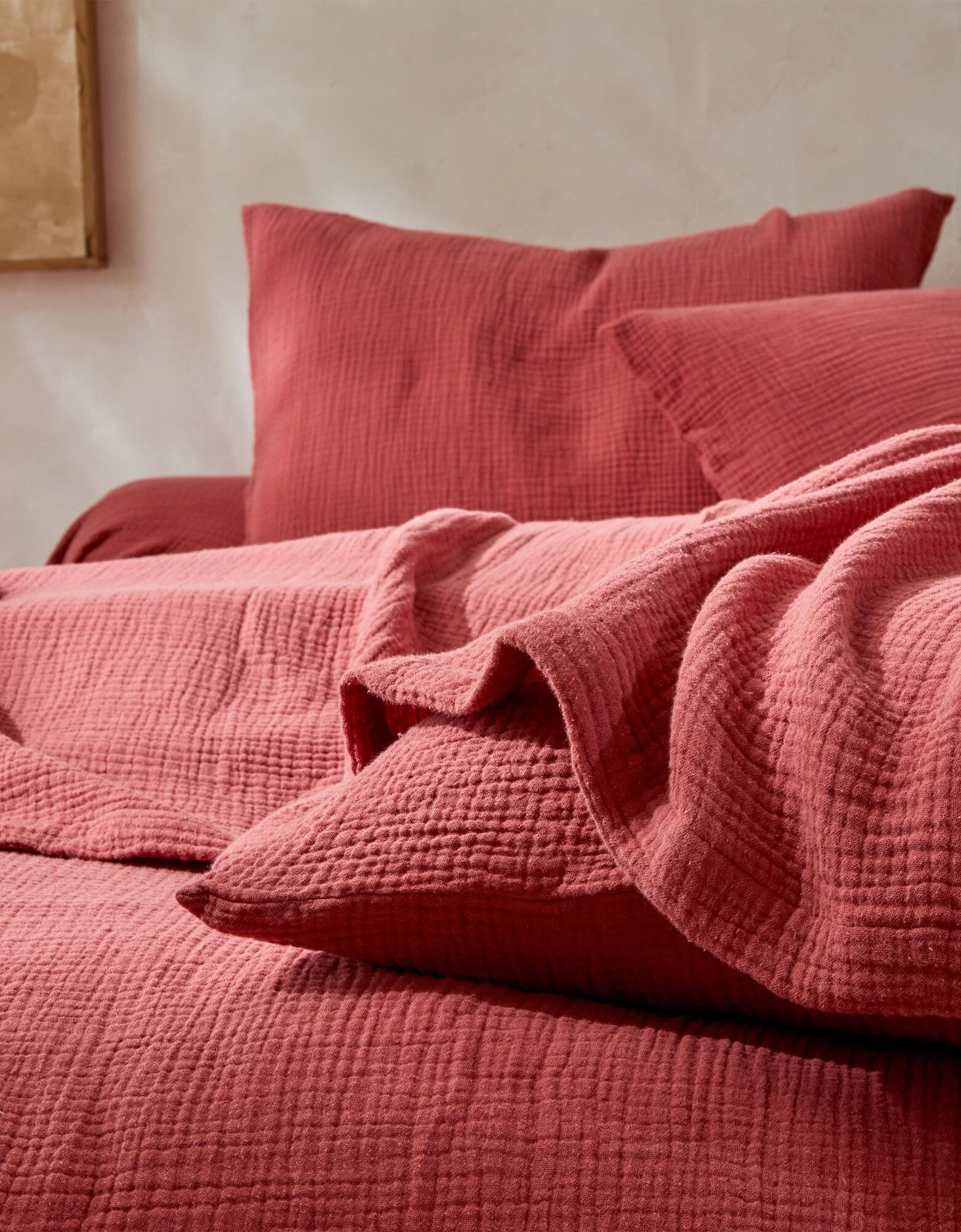 Linge De Lit Uni En Triple Gaze De Coton 4 Linge De Lit Uni En Triple Gaze De Coton – Image 4