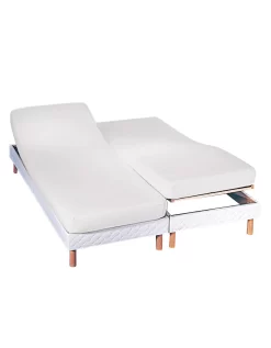 Drap-housse Uni Sommier Articulé Coton - Bonnets 26 Cm