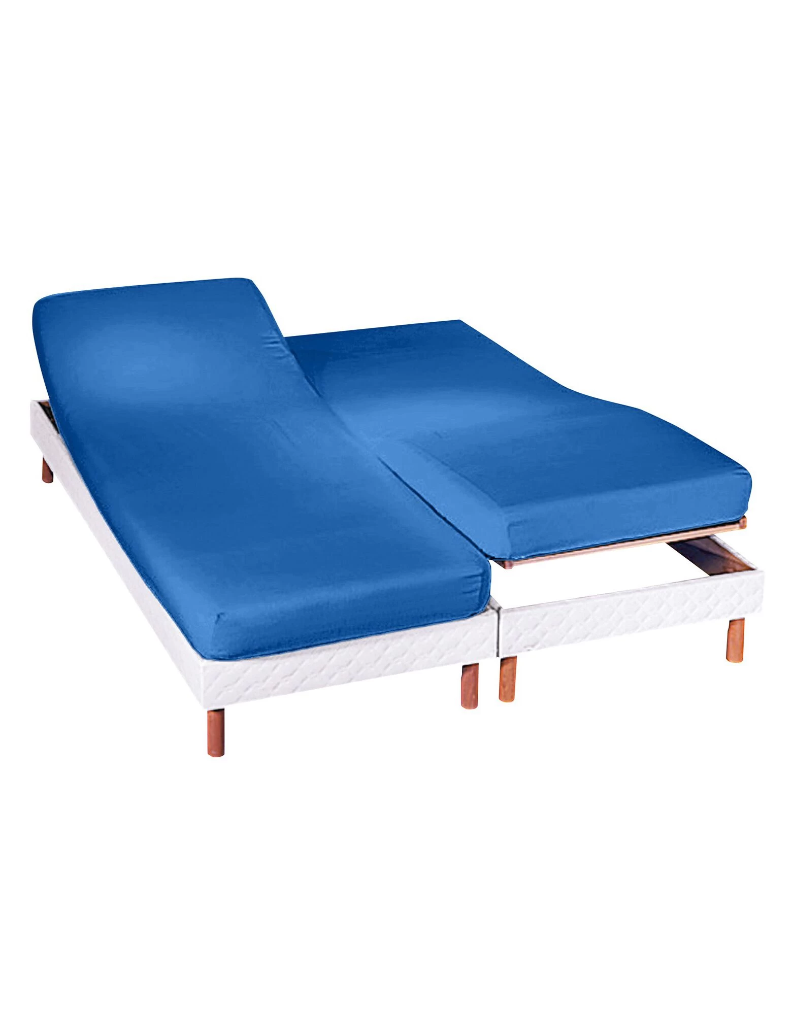 Drap-housse Uni Sommier Articulé Polyester-coton Bonnets 26 Cm 1 Drap-housse Uni Sommier Articulé Polyester-coton Bonnets 26 Cm