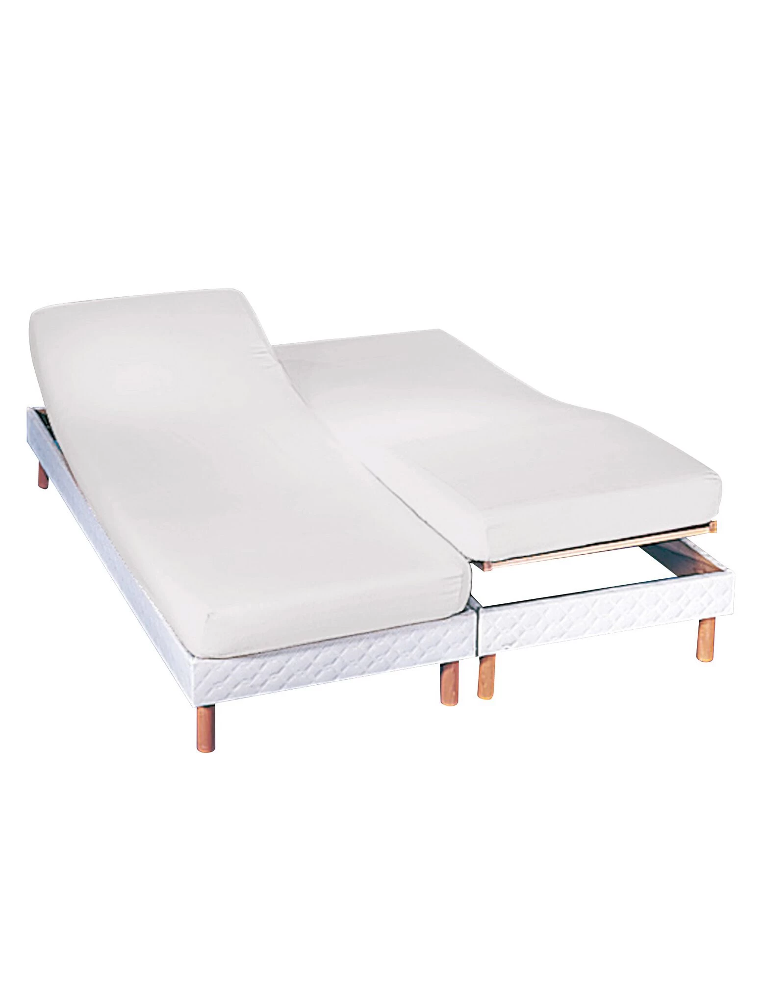 Drap-housse Uni Sommier Articulé Polyester-coton Bonnets 26 Cm 1 Drap-housse Uni Sommier Articulé Polyester-coton Bonnets 26 Cm