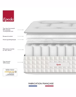 Matelas 588 Ressorts Ensachés Épéda 26 Cm Confort Ferme 9 Matelas 588 Ressorts Ensachés Épéda 26 Cm Confort Ferme -Valeurs des doublures de lit. 114382 C01 zoomx vue5