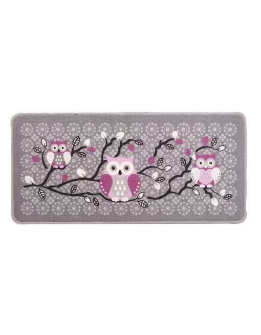 Tapis Cuisine Gris Imprimé Chouettes -Valeurs des doublures de lit. 291007 C01 zoomx