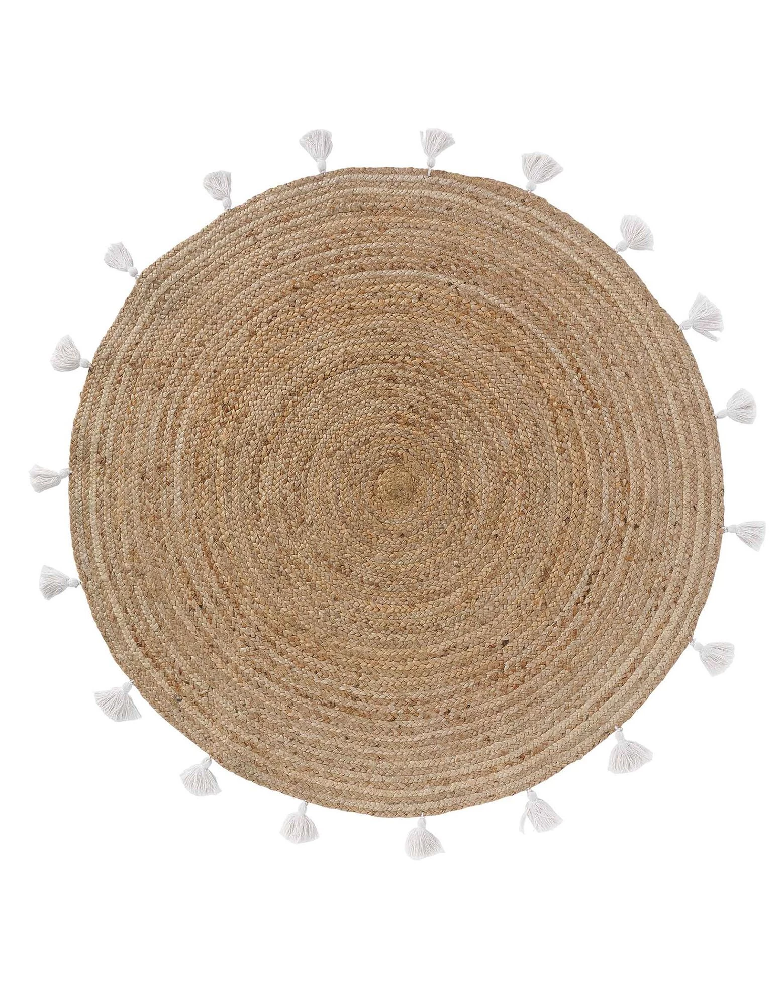 Tapis Rond En Jute Avec Pompons De Couleur 4 Tapis Rond En Jute Avec Pompons De Couleur – Image 4