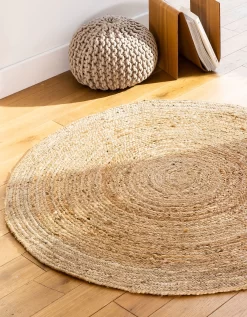 Tapis Rond Uni En Jute