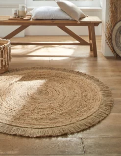 Tapis Rond Jute Naturelle à Franges