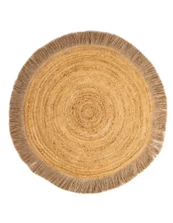 Tapis Rond Jute Naturelle à Franges -Valeurs des doublures de lit. 291045 C01 zoomx vue3