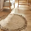 Tapis Rond Jute Naturelle Contour Bouclette