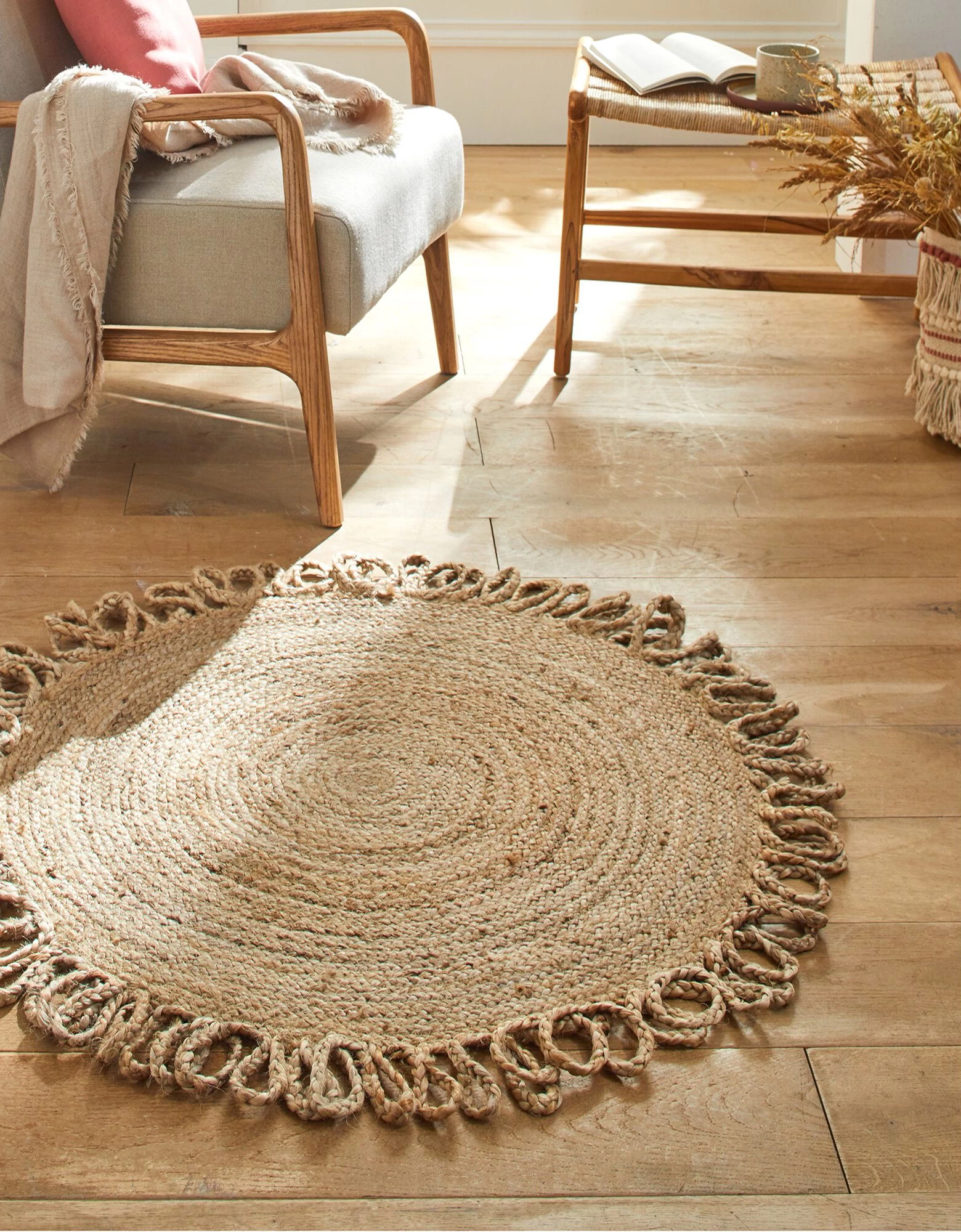 Tapis Rond Jute Naturelle Contour Bouclette 1 Tapis Rond Jute Naturelle Contour Bouclette
