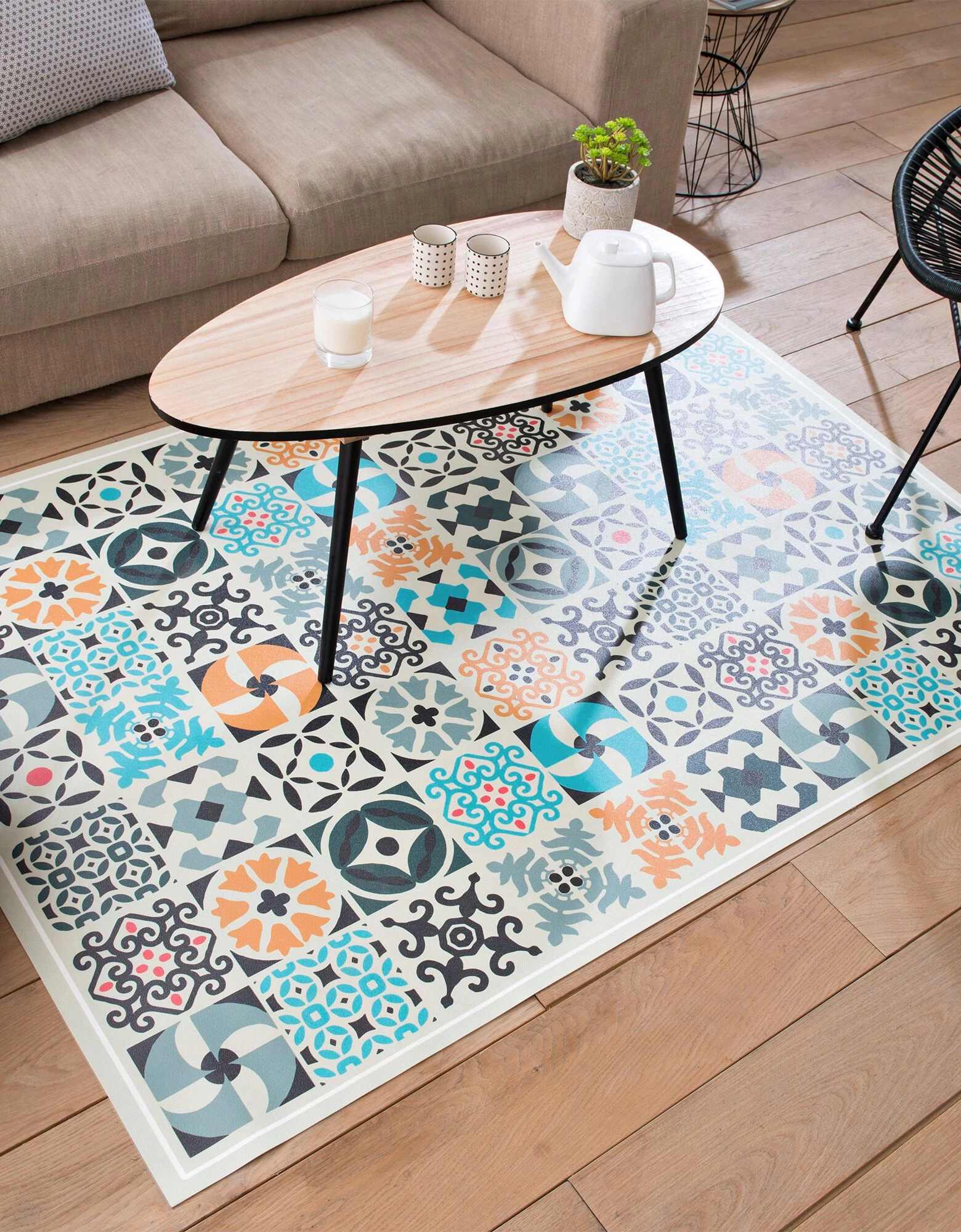 Tapis Vinyle Effet Carreaux Ciment Couleur 2 Tapis Vinyle Effet Carreaux Ciment Couleur – Image 2