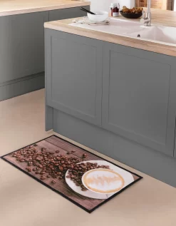 Tapis De Cuisine Velours Motif Café