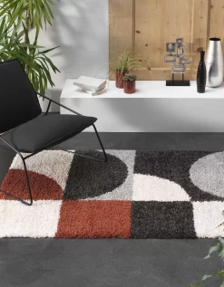 Tapis Rectangulaire Motif Géométrique Multicolore