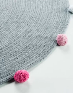 Tapis Rond Finition Pompons Gris/rose 6 Tapis Rond Finition Pompons Gris/rose -Valeurs des doublures de lit. 291193 C01 zoomx vue3