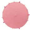 Tapis Rond Finition Pompons Rose