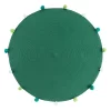 Tapis Rond Finition Pompons Vert