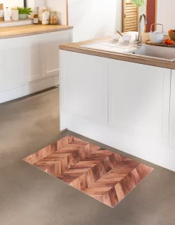 Tapis Vinyle Effet Parquet Chevrons