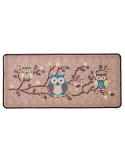Tapis Cuisine Beige Imprimé Chouettes