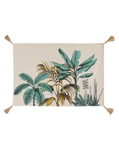 Tapis Pompons Imprimé Tropical - Rectangulaire