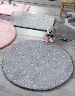 Tapis Flanelle Imprimé étoiles Phosphorescentes - Rond