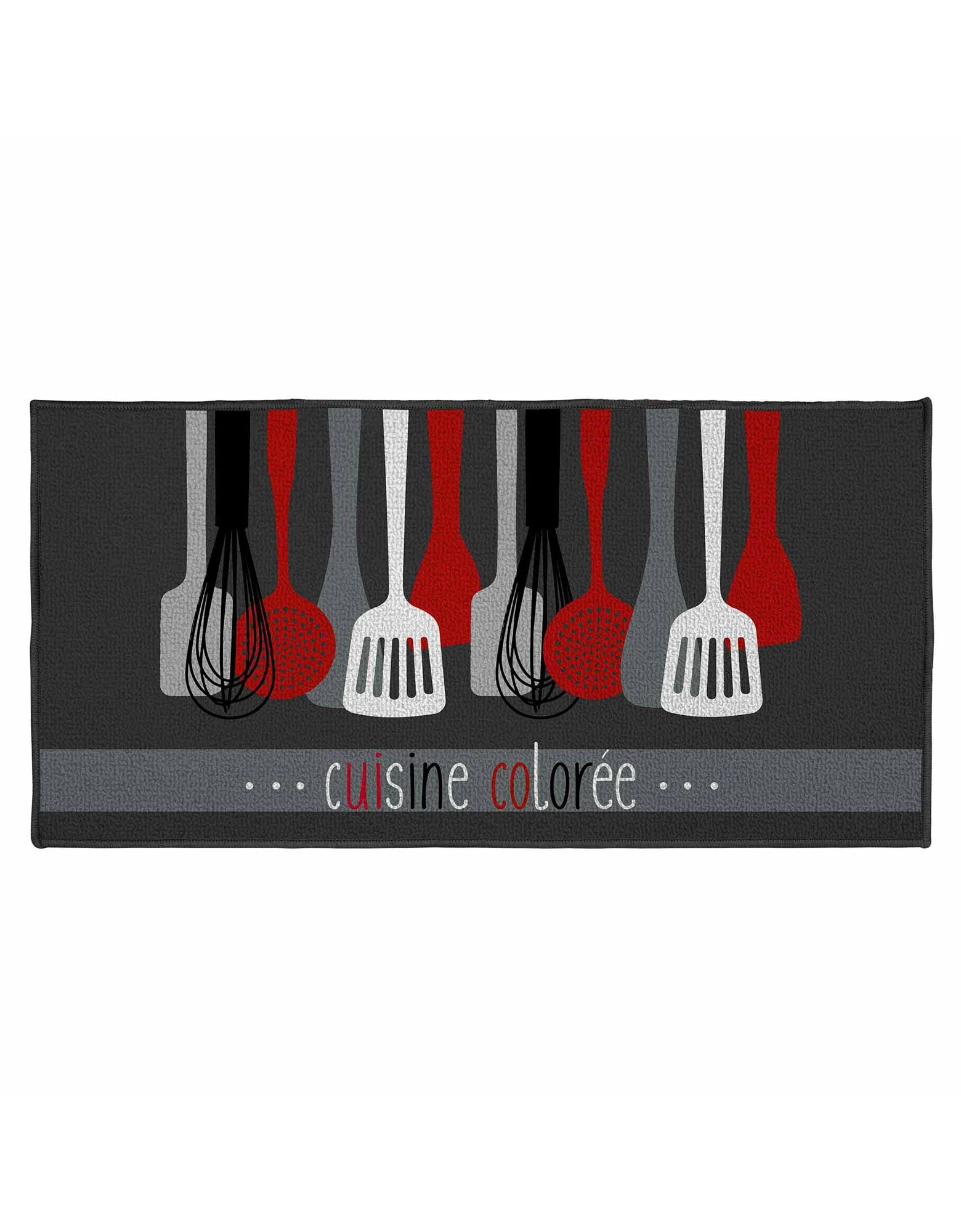 Tapis Cuisine Anti-poussière Rectangulaire, Imprimé Ustensiles 2 Tapis Cuisine Anti-poussière Rectangulaire, Imprimé Ustensiles – Image 2