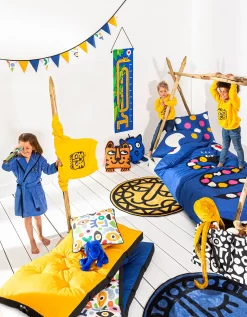 Tapis Rond Imprimé Tête D'animal Fond Bleu, Collection Enfant LEM -Valeurs des doublures de lit. 291700 C01 zoomx vue4