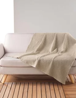 Plaid Ou Jeté De Canapé Nid D'abeille Coton Uni