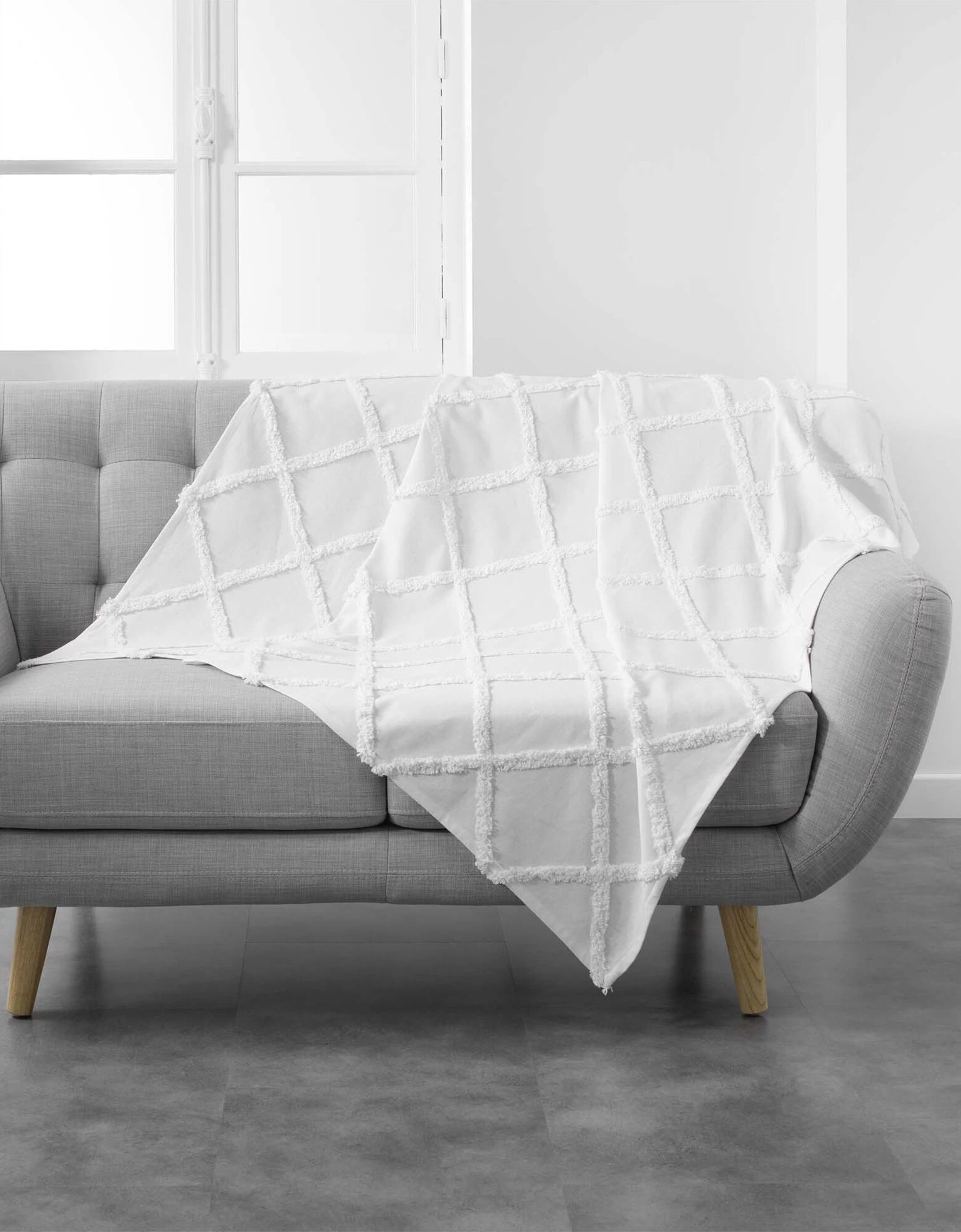 Plaid Ou Jeté De Canapé Coton Tufté Imprimé 1 Plaid Ou Jeté De Canapé Coton Tufté Imprimé