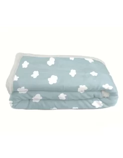 Plaid Polaire Imprimé Nuages Et Sherpa