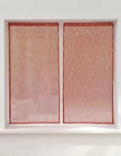 Vitrage Voile Motif Gouttelettes Argentées Finition Passe-tringle