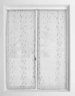 Vitrage Voile Motif Gouttelettes Argentées Finition Passe-tringle