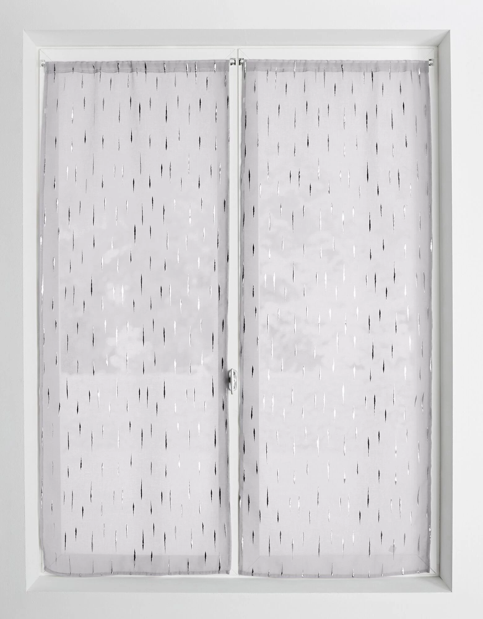 Vitrage Voile Motif Gouttelettes Argentées Finition Passe-tringle 1 Vitrage Voile Motif Gouttelettes Argentées Finition Passe-tringle