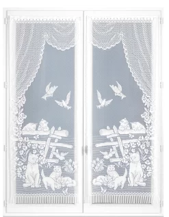 Vitrage Droit Chats - Paire