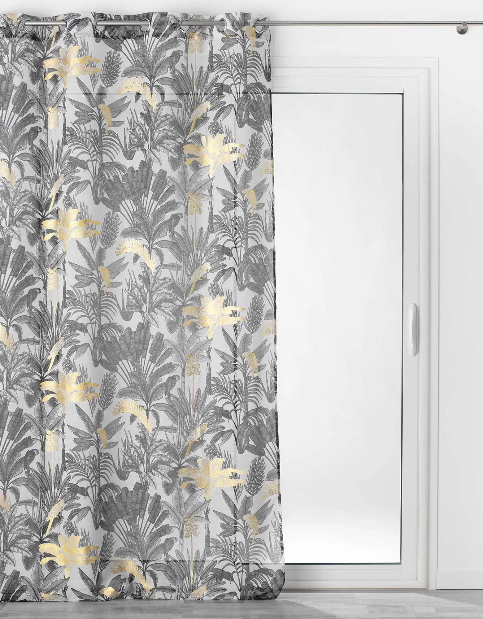 Voilage Imprimé Exotique Métallisé 1 Voilage Imprimé Exotique Métallisé