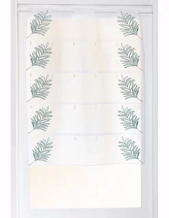 Voilage Modulable En Hauteur Broderie Feuilles De Palmier