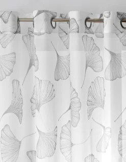 Rideau Panneau Voile Polyester Imprimé Gingko Finition Oeillets